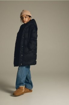 Reserved - Стьобаний плащ з натуральним пухом - чорний - 256EX-99X