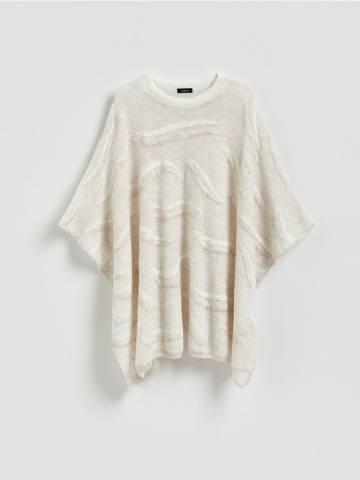 Reserved - Пончо з додаванням вовни - кремовий - 647FD-01X