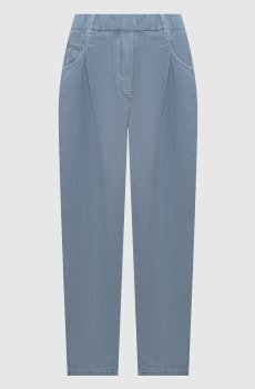 Голубые джинсы с льном с патчем логотипа