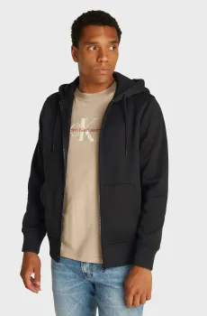 Мужское черное худи LOGO TAPE ZIP THROUGH HOODIE Черный S Calvin Klein Jeans J30J326138