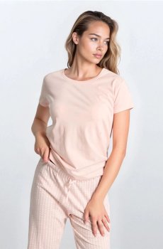 Двокомплектна бавовняна піжама - пастельний рожевий