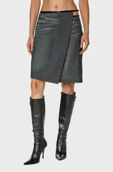 Женская серая шерстяная юбка в полоску O-KESSY Серый 38 Diesel A12001 0KKAD