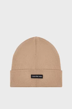 Мужская бежевая шапка INST PATCH BEANIE Бежевый ONESIZE Calvin Klein K50K512142