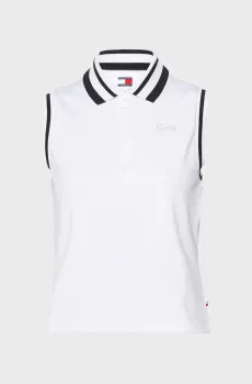 Женское белое поло TJW HALF ZIP TONAL SCRIPT POLO Белый S Tommy Jeans DW0DW17765