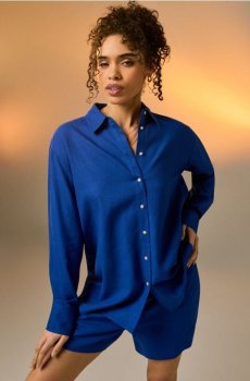 Сорочка oversize із додаванням льону - індиго