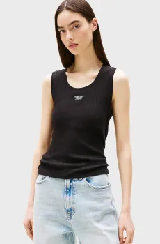 Женская черная майка SLIM SCRIPT Черный XXS Tommy Jeans DW0DW21369