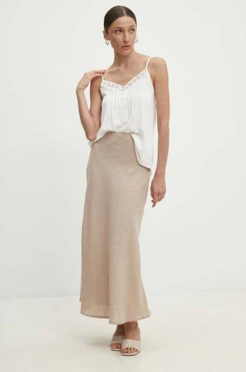 Юбка Answear Lab цвет бежевый maxi прямая Юбка Answear Lab цвет бежевый maxi прямая