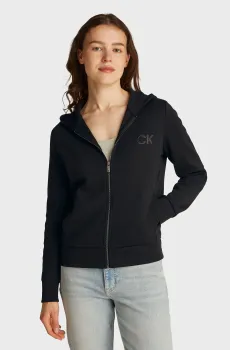 Женское черное худи SATIN CK REGULAR  ZIP HOODIE Черный XS Calvin Klein K20K207955