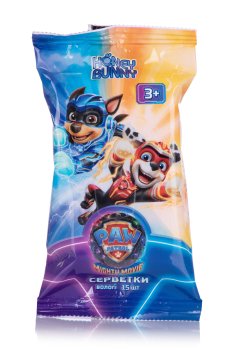 Детские влажные салфетки Honey Bunny Paw Patrol Щенячий патруль, с ароматом черники, 15 шт