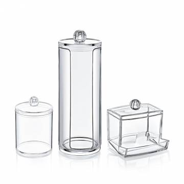 Набор органайзеров для ватных дисков и палочек Boxup прозрачный, 17*7.5*20 см, 3 шт (FT-011)