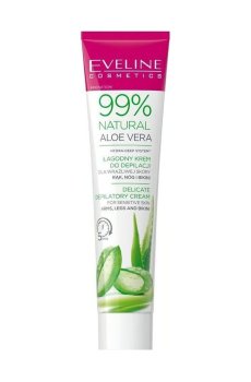 Крем для депиляции Eveline Cosmetics 99% Natural Aloe Vera для чувствительной кожи рук, ног и бикини, 125 мл
