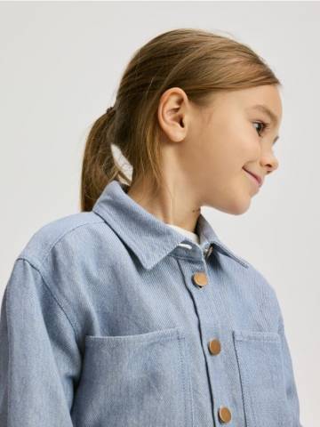 Reserved - GIRLS` SHIRT - синій - 452FW-55X