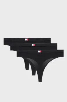 Женские черные трусики (3 шт) THONG Черный XS Tommy Hilfiger UW0UW06139