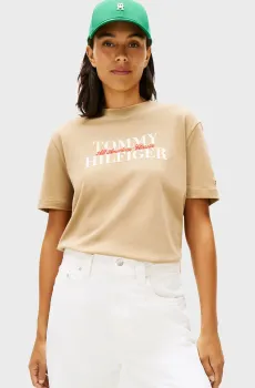 Женская бежевая футболка CLASSIC Бежевый L Tommy Hilfiger WW0WW47884