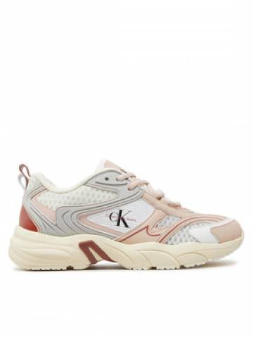 Calvin Klein Jeans Снікерcи Retro Tennis Low Lace Mh Ml Met YW0YW01373 Білий Calvin Klein Jeans Снікерcи Retro Tennis Low Lace Mh Ml Met YW0YW01373 Білий