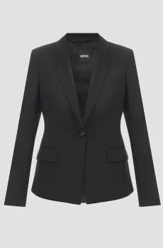 Женский черный шерстяной жакет Черный 36 BOSS 50543763;001