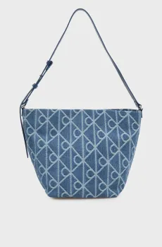 Женская голубая джинсовая сумка с узором EMBLEM Синий ONESIZE Calvin Klein LV04F3432G