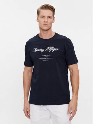 Tommy Hilfiger Футболка Script Logo Tee MW0MW33691 Cиній Regular Fit Tommy Hilfiger Футболка Script Logo Tee MW0MW33691 Cиній Regular Fit