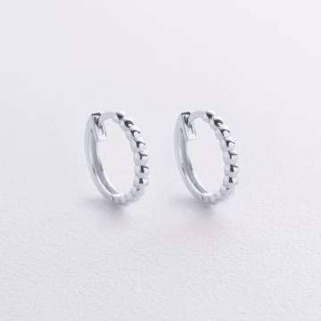 Серьги - кольца в белом золоте (шарики) с09044 Серьги - кольца в белом золоте (шарики) с09044