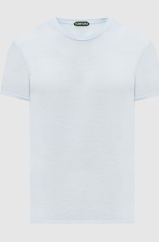 Голубая футболка с шелком