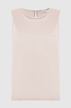 Бежевая блуза из шелка с цепочкой мониль