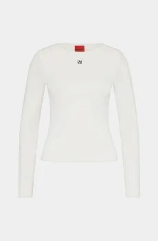 Женский молочный лонгслив Белый M HUGO 10085
