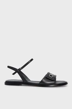 Женские черные кожаные сандалии FLAT SANDAL RELOCK LTH Черный 37 Calvin Klein HW0HW01942