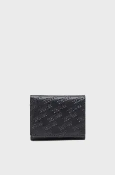 Мужской черный кожаный кошелек DIESEL MONOGRAM TRI-FOLD Черный ONESIZE Diesel X10845 P9173