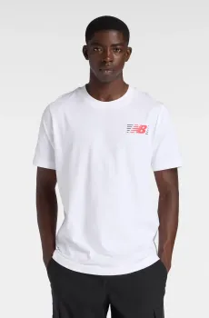 Мужская белая футболка NB Lines Белый L New Balance MT6179UMWT