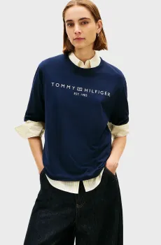 Женская темно-синяя футболка CORP LOGO Синий M Tommy Hilfiger WW0WW47811
