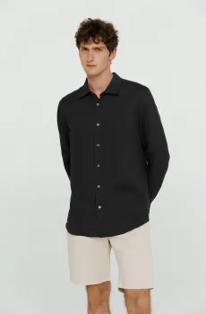 Мужская черная льняная рубашка Черный S PRPY PMSHRKALUA004
