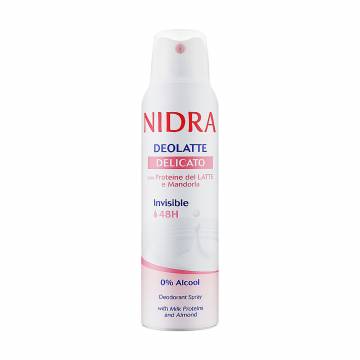 Дезодорант-спрей Nidra Deolatte 48H Spray Нежный, с молочными протеинами и миндалем, женский, 150 мл Дезодорант-спрей Nidra Deolatte 48H Spray Нежный, с молочными протеинами и миндалем, женский, 150 мл