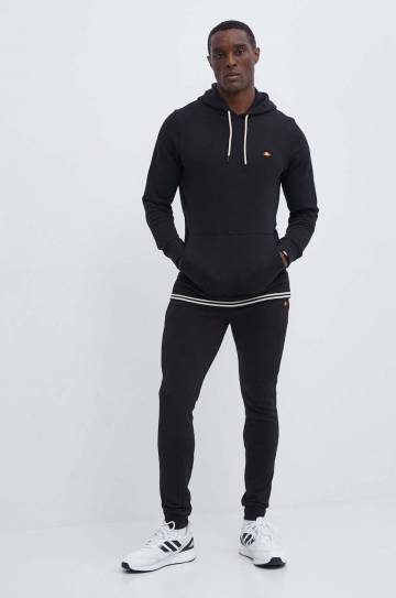 Хлопковая кофта Ellesse Koda OH Hoody мужская цвет чёрный с капюшоном однотонная SHR16446 Хлопковая кофта Ellesse Koda OH Hoody мужская цвет чёрный с капюшоном однотонная SHR16446