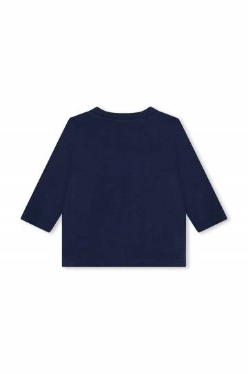 Хлопковый лонгслив для младенцев Kenzo Kids цвет синий с принтом K60518 Хлопковый лонгслив для младенцев Kenzo Kids цвет синий с принтом K60518