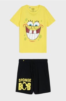 Бавовняна двочастинна піжама з принтом SpongeBob - різнобарвний