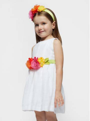 Mayoral Елегантне плаття 3959 Білий Regular Fit