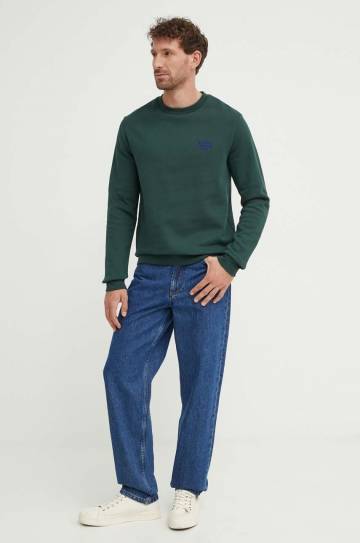 Хлопковая кофта A.P.C. Sweat Rider мужская цвет зелёный однотонная COGVG.H27699.KAG Хлопковая кофта A.P.C. Sweat Rider мужская цвет зелёный однотонная COGVG.H27699.KAG