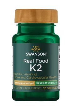 Уценка! Витамин K2 Swanson Real Food K-2, 200 мкг, 30 гелевых капсул