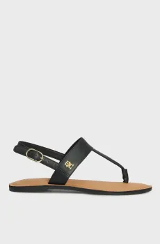 Женские черные кожаные сандалии LEATHER THONG SANDAL Черный 38 Tommy Hilfiger FW0FW08505