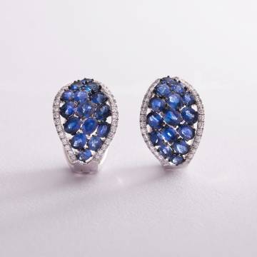 Золотые серьги с синими сапфирами и бриллиантами MR16801Egm Золотые серьги с синими сапфирами и бриллиантами MR16801Egm