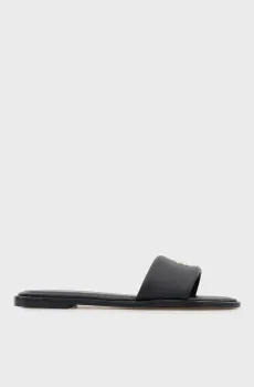 Женские черные кожаные слайдеры ROUND FLAT Черный 37 Calvin Klein HW0HW02925