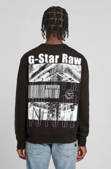 Мужской черный свитшот Substance back Черный S G-Star RAW D26278,D257
