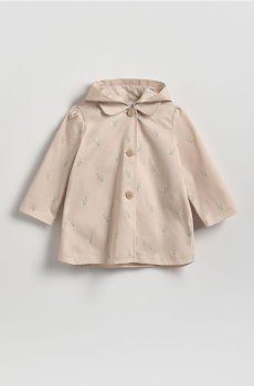 Reserved - Візерунчасте пальто з каптуром - бежевий - 405HR-08X