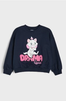 Бавовняний світшот crewneck з принтом Marie - темно-синій