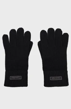 Мужские черные шерстяные перчатки PATCH Черный ONESIZE Calvin Klein LV14D8031G