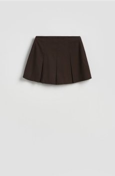 Reserved - Плісировані шорти-спідниця - темно коричневий - 473FM-89X