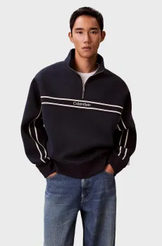 Мужская темно-синяя спортивная кофта LS COTTON SPACER STRIPE RIB QTR Синий XL Calvin Klein Jeans LV04RE221G