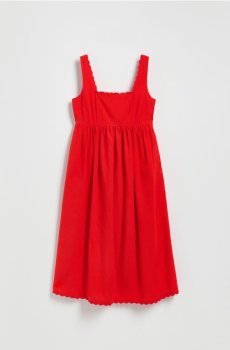 Reserved - Сукня з додаванням льону - червоний - 041IL-33X