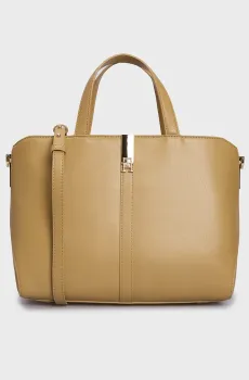 Женская бежевая сумка TH HERITAGE SATCHEL Бежевый ONESIZE Tommy Hilfiger AW0AW16318