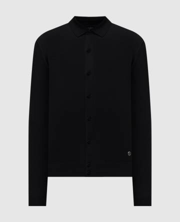 Черный кардиган из шерсти с логотипом монограмма